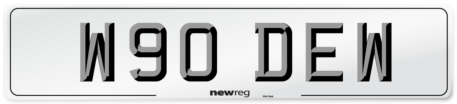 W90 DEW Number Plate from New Reg